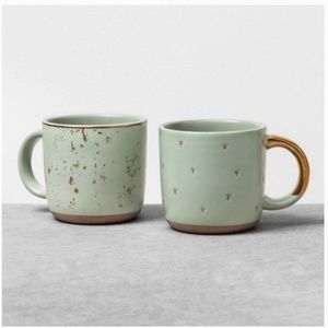 Hearth and Home Mini Mugs Mint Green and Gold